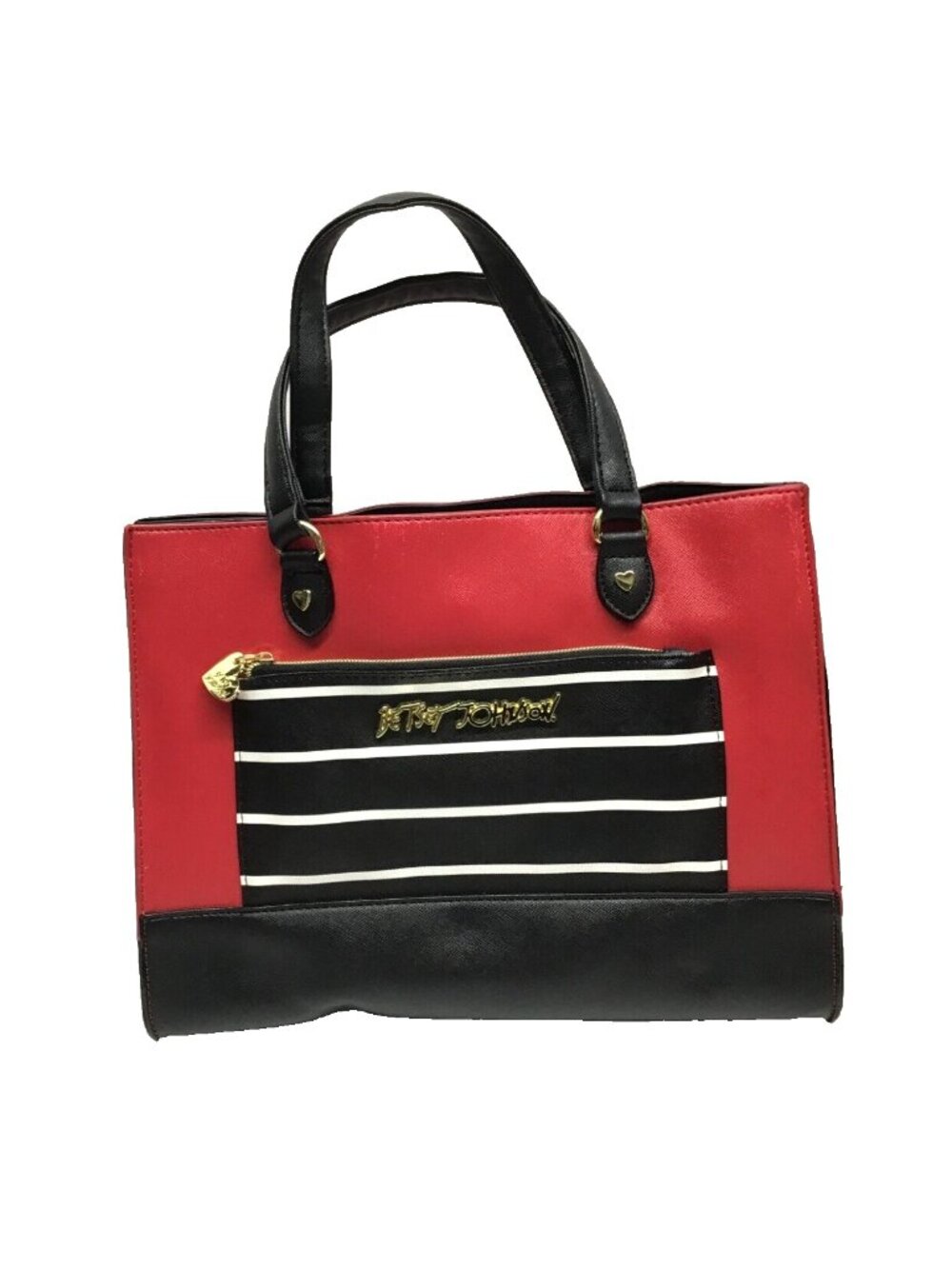 Betsey Johnson Red Black Double Handle Shoulder Bag Purse